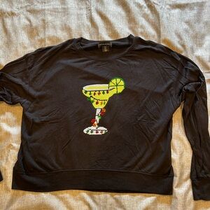 Cynthia Rowley Margarita Holiday Christmas Black Sweatshirt/Sweater